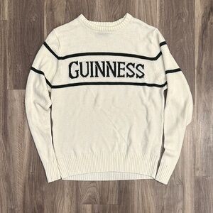 Guinness Cream Crewneck Sweater with Green Stripes